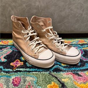 Metallic Rose Gold High Top Platform Converse
